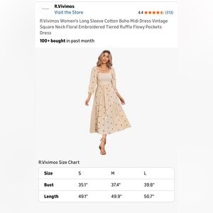 Women's Beige Embroidered Boho Midi Dress